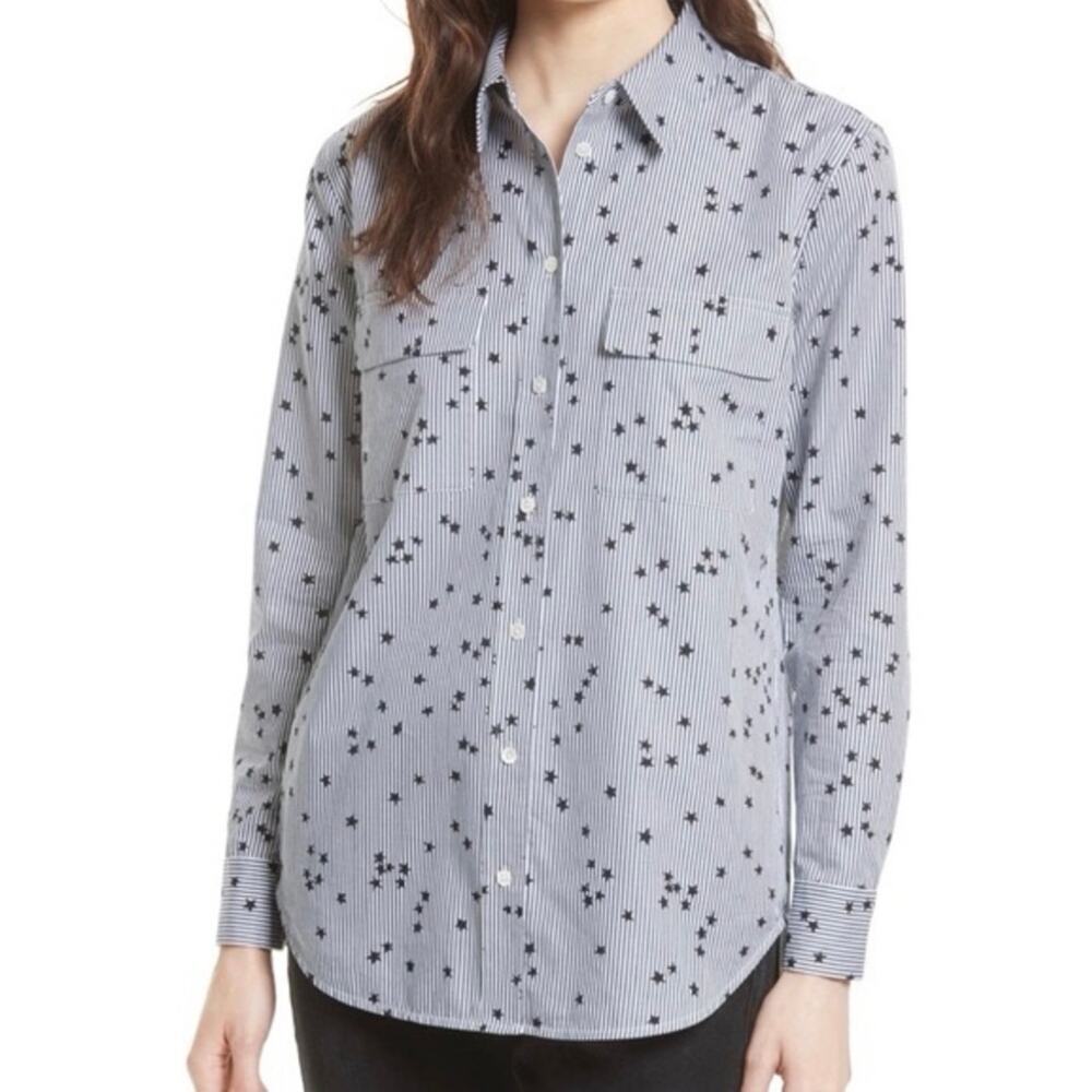EQUIPMENT Women’s Preppy Signature Stars and Stripes Long Sleeve Top